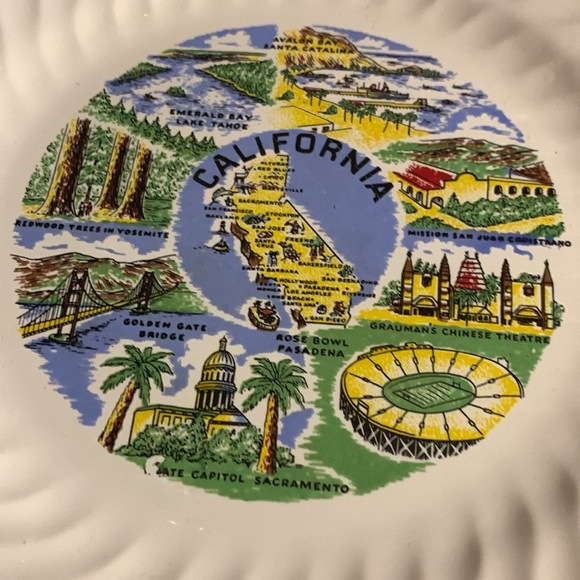 1960s Vintage California Gold Rim Tourist Souvenir Ceramic Display Plate - Picture 11 of 17